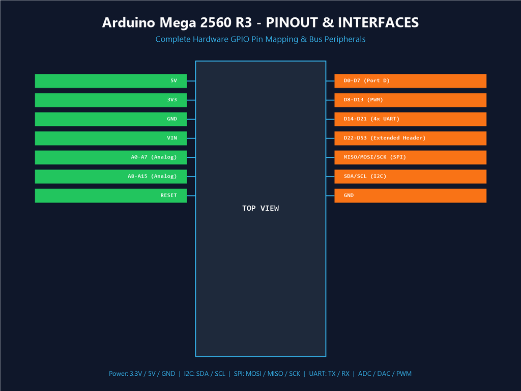 Arduino Mega 2560 R3 - Pinout & Interfaces