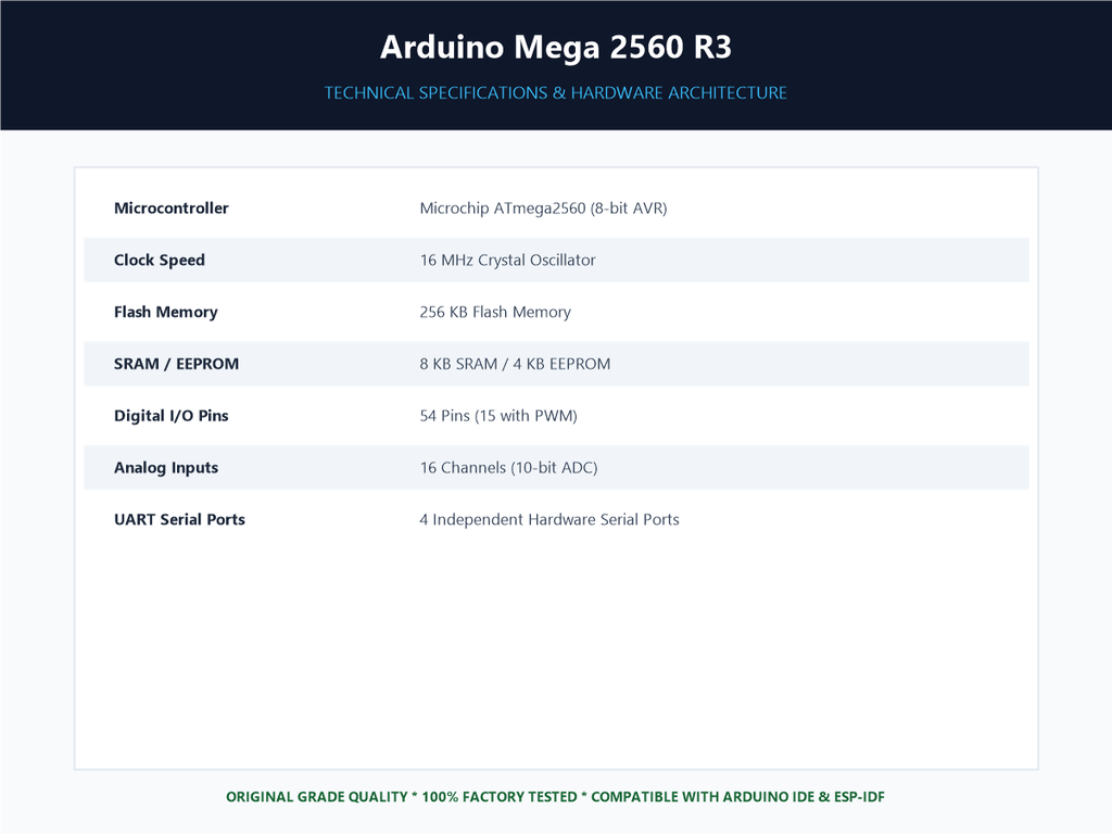 Arduino Mega 2560 R3 - Specifications Sheet