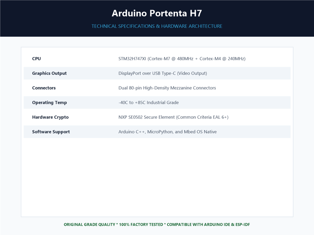 Arduino Portenta H7 - Specifications Sheet