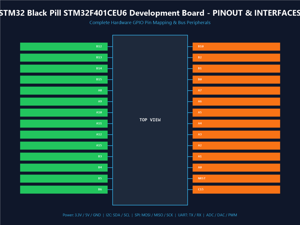 STM32 Black Pill STM32F401CEU6 Development Board - Pinout & Interfaces