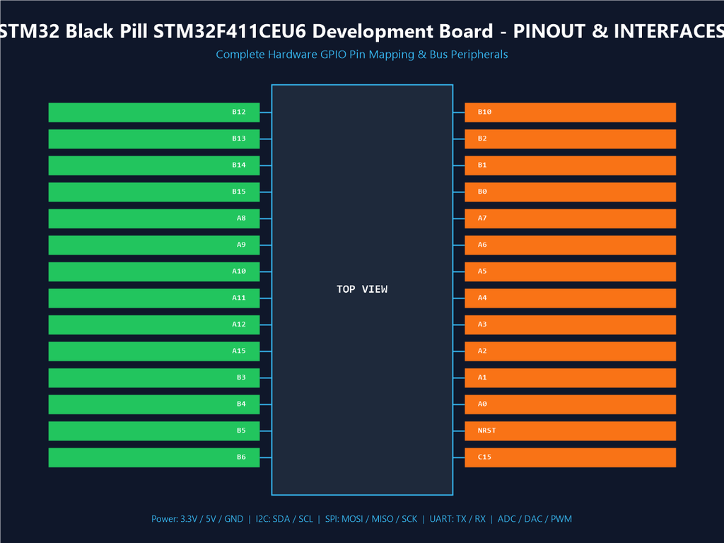 STM32 Black Pill STM32F411CEU6 Development Board - Pinout & Interfaces