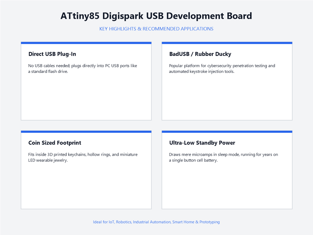 ATtiny85 Digispark USB Development Board - Highlights & Applications