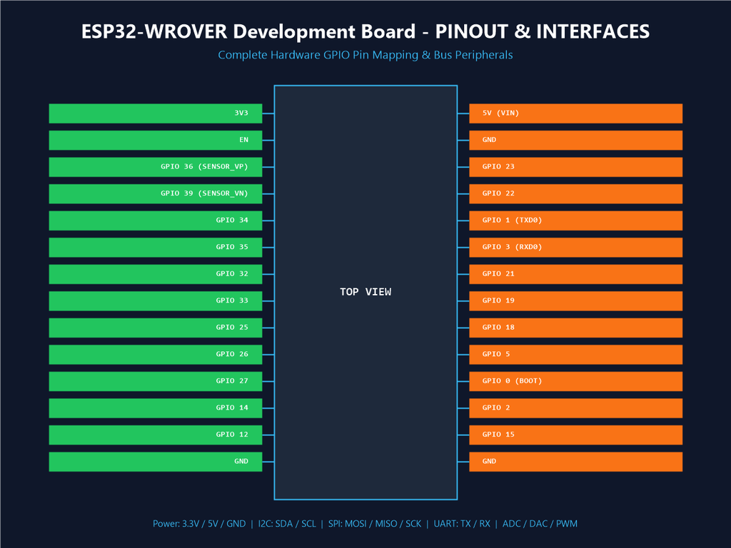 ESP32-WROVER Development Board - Pinout & Interfaces