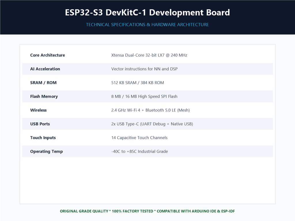ESP32-S3 DevKitC-1 Development Board - Specifications Sheet
