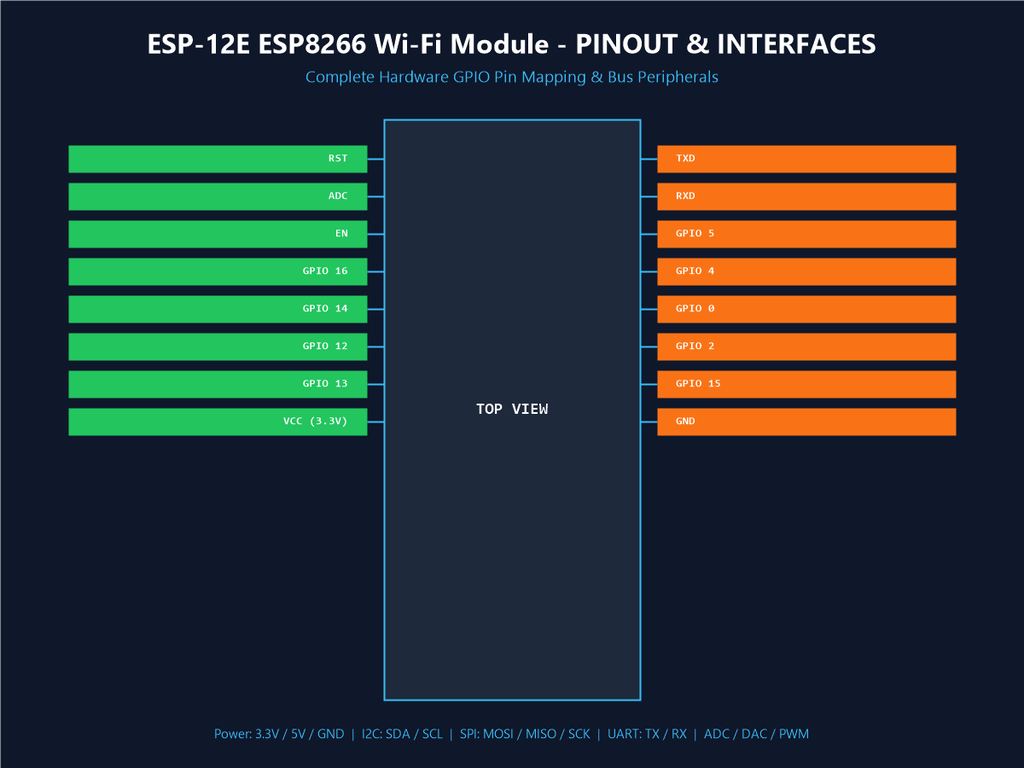 ESP-12E ESP8266 Wi-Fi Module - Pinout & Interfaces