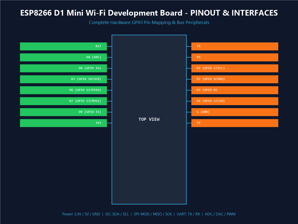 ESP8266 D1 Mini Wi-Fi Development Board - Pinout & Interfaces