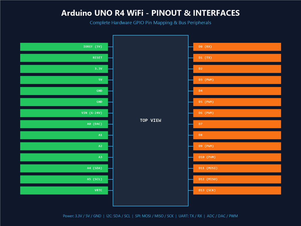Arduino UNO R4 WiFi - Pinout & Interfaces