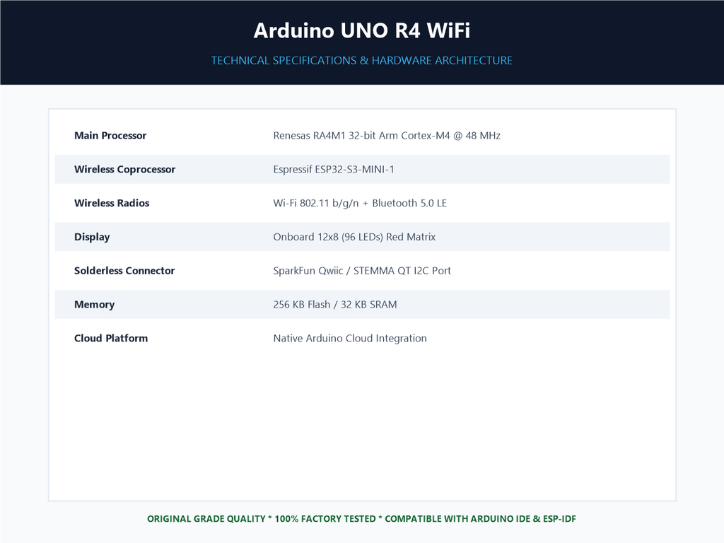 Arduino UNO R4 WiFi - Specifications Sheet