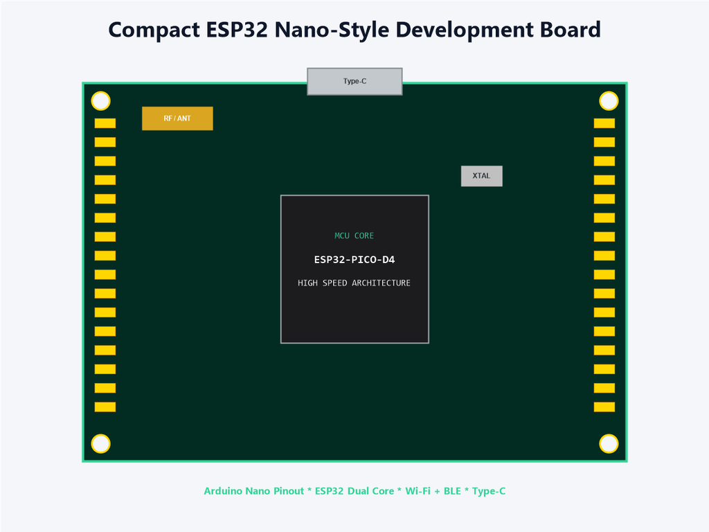 Compact ESP32 Nano-Style Development Board